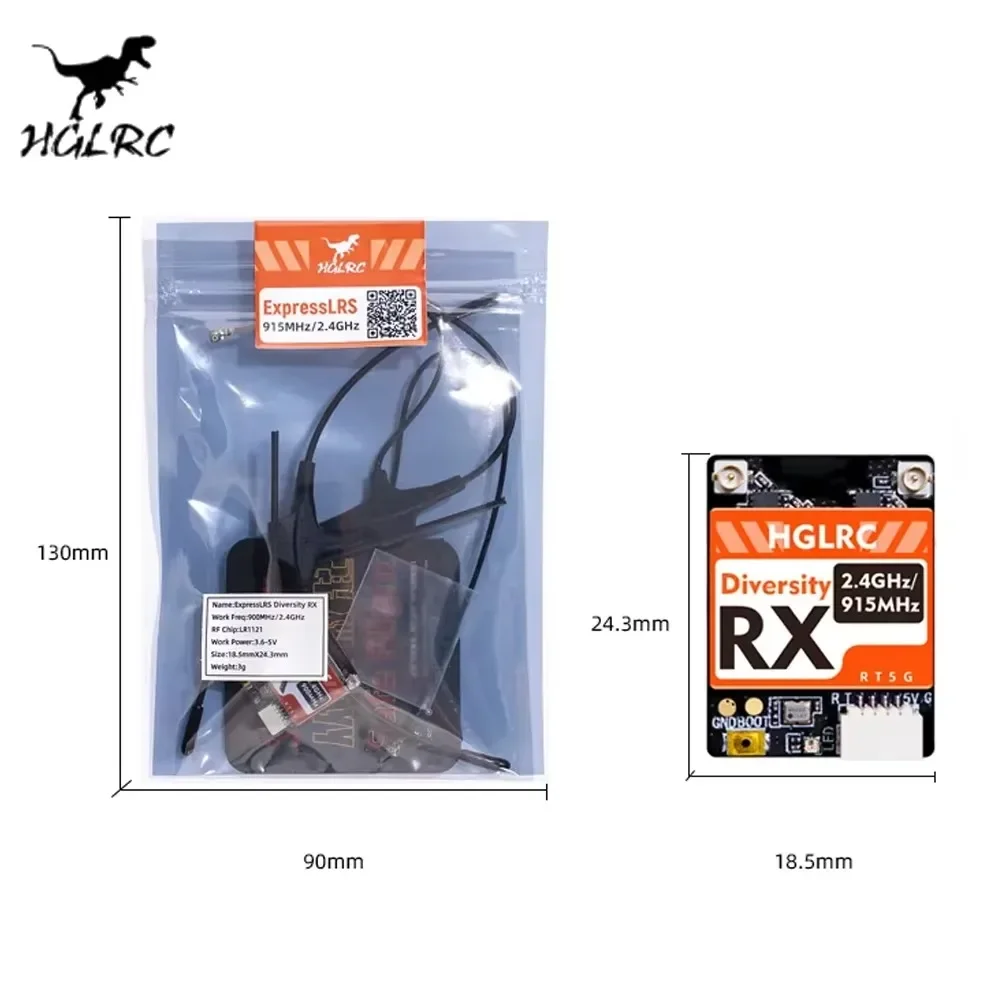 HGLRC Dualband RX ExpressLRS R - Drone Antenna recension och pris