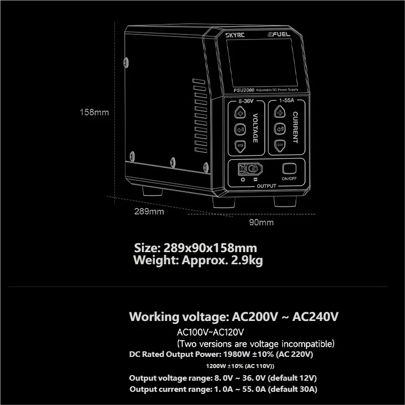 SKYRC PSU2000 1980W Adjustable - Rc Drone recension och pris