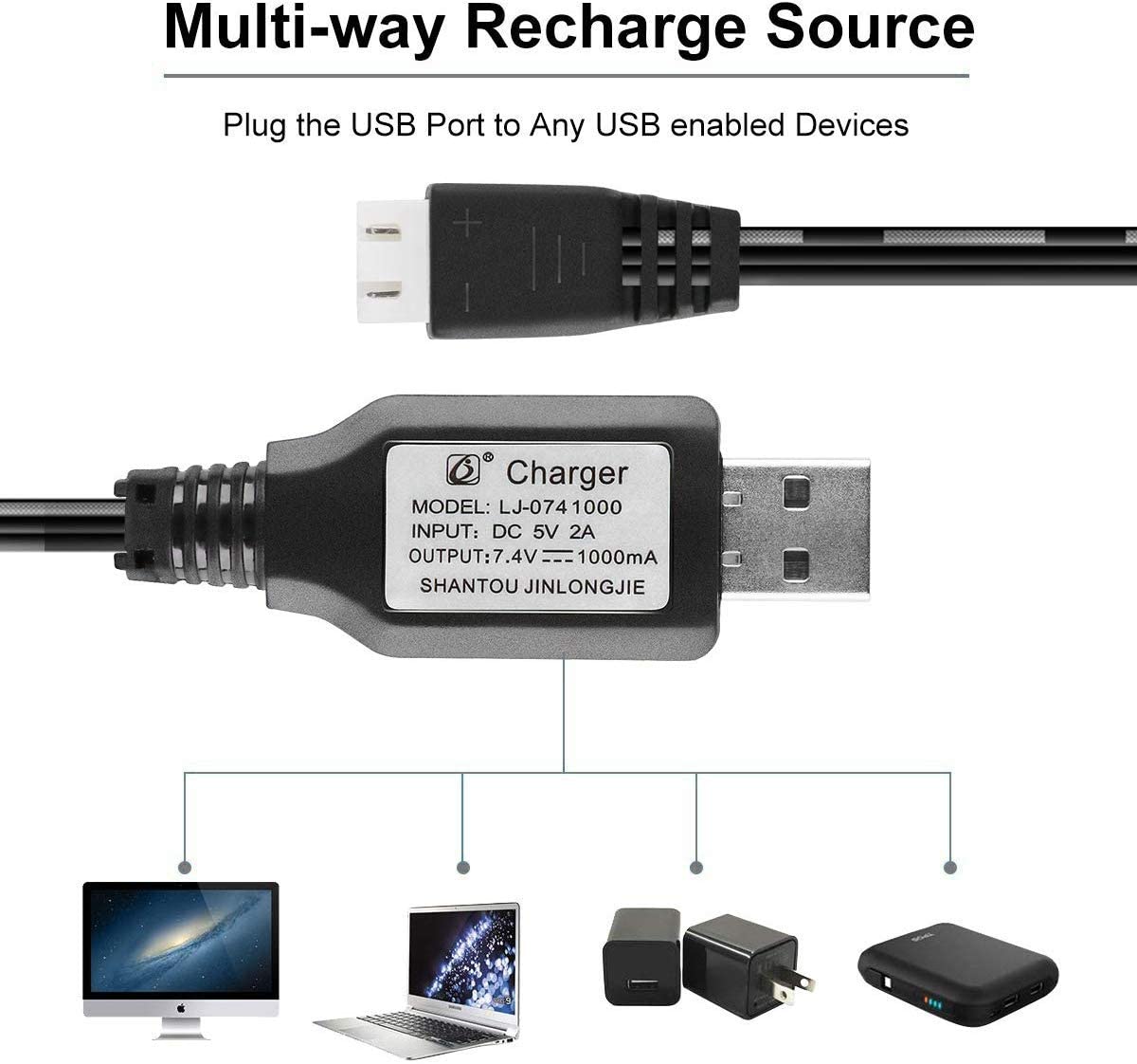 1-Pack XH-3P Balance 7.4V 1A L - Balance Charger Rc recension och pris