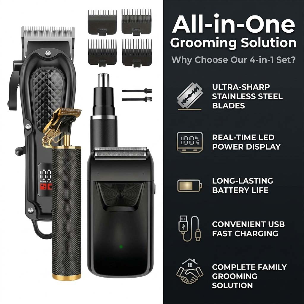 4 in 1 Men's Hair Clipper Set, - 4 In 1 Esc recension och pris